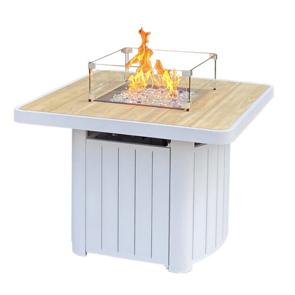 Outdoor White Wood Table Top Fire Pit Wonderfires